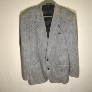 Pierre Balmain Blazer 44 L Gray Silk Jacket Stripe Made Dominican 2 Button